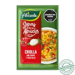 Sopa criolla con vegetales Alicante 72 Gr