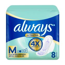 Toallas femeninas con alas ultrafinas seca Always 8 U