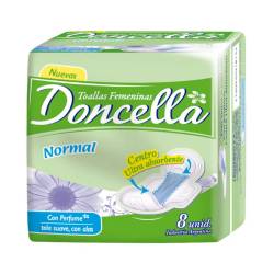 Toallas femeninas con alas con gel con desorante Doncella 8 U