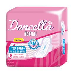 Toallas femeninas con alas con gel sin desodorante Doncella 8 U