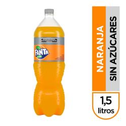 Gaseosa naranja sin azúcar descartable - botella Fanta 1.5 Lt