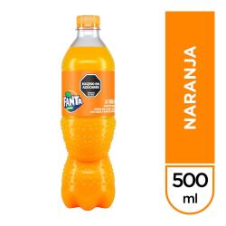 Gaseosa naranja descartable - botella Fanta 500 Ml