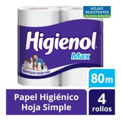 Papel higiénico max plus 4x80 m Higienol 4 U