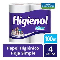 Papel higiénico max plus 4x100 m Higienol 4 U