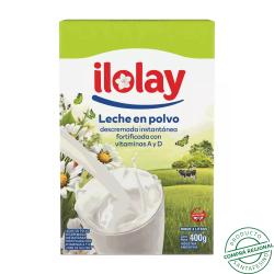 Leche polvo instantánea descremada - caja Ilolay 400 Gr