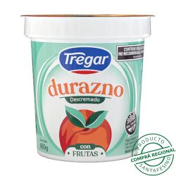 Yogur con fruta descremada durazno - pote Tregar 160 Gr