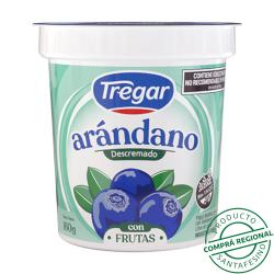 Yogur con fruta descremado arándano - pote Tregar 160 Gr