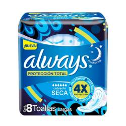 Toallas femeninas con alas máxima protección nocturna Always 8 U