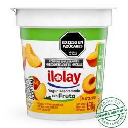 Yogur con fruta 0% durazno - pack Ilolay 150 Gr