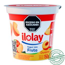 Yogur con fruta entero durazno - pote Ilolay 150 Gr