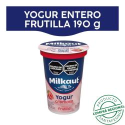 Yogur cremoso entero frutilla - pote Milkaut 180 Gr