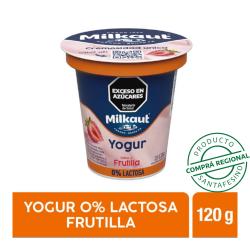 Yogur cremoso 0% lactosa frutilla - pote Milkaut 120 Gr