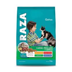 Alimento para gatos adultos carne pescado y arroz Raza 1 Kg