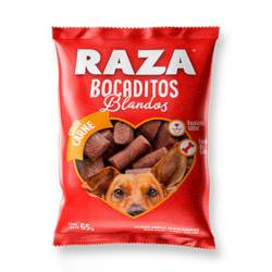 Alimento para perros bocaditos blandos carne Raza 65 Gr