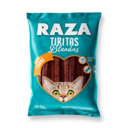 Alimento para gatos tiritas blandas carne Raza 50 Gr