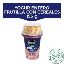 Yogur con cereal entero frutilla - pote Milkaut 155 Gr