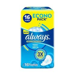 Toallas femeninas con alas protección confort seca Always 16 U