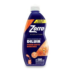 Jabón líquido lavarropas automático evolution para diluir repuesto Zorro 500 Ml