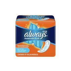 Toallas femeninas sin alas protección confort seca Always 8 U