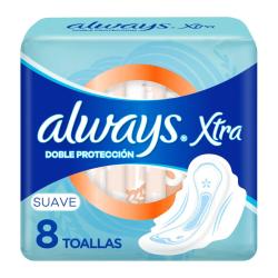 Toallas femeninas con alas xtra protección suave Always 8 U