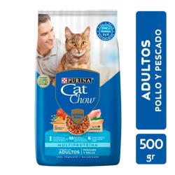 Alimento gato adulto sin colorantes pescado y pollo Cat Chow 500 Gr