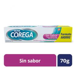 Crema ultra adhesivo sin sabor para prótesis dentales Corega 70 Gr