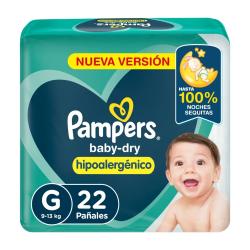 Pañal babydry grande Pampers 22 U