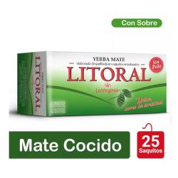 Yerba mate cocido  ensobrado saquito Litoral 25 U