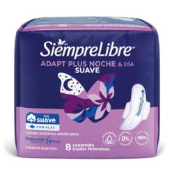 Toallas femeninas con alas nocturnas suave Siempre Libre 8 U