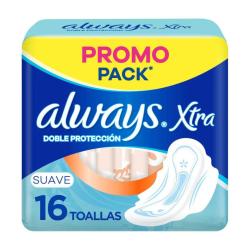 Toallas femeninas con alas doble protectción suave Always 16 U