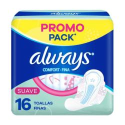 Toallas femeninas con alas comfort fina suave Always 16 U
