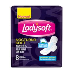 Toallas femeninas con alas nocturnas normal suave Ladysoft 8 U