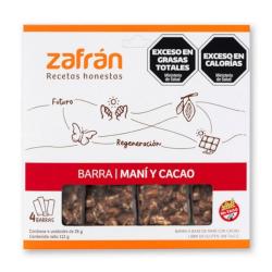 Barra cereal maní y cacao Zafrán 112 Gr