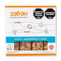 Barra cereal almendras y coco Zafrán 112 Gr