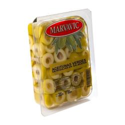Aceitunas verdes rodajas - bandeja Marvavic 80 Gr