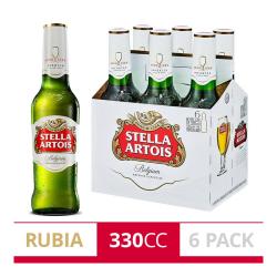 Cerveza rubia botella x330 pack Stella Artois 6 U