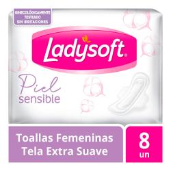 Toallas femeninas con alas piel sensible suave Ladysoft 8 U