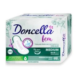 Toallas femeninas con alas incontinencia medium Doncella 8 U