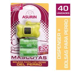 Porta bolsa + 2 bolsas mascota Asurin 1 U