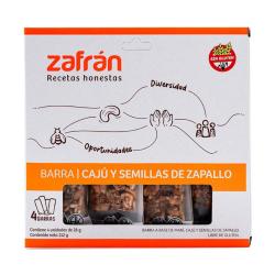 Barra cereal caju/semillas de zapallo Zafrán 112 Gr